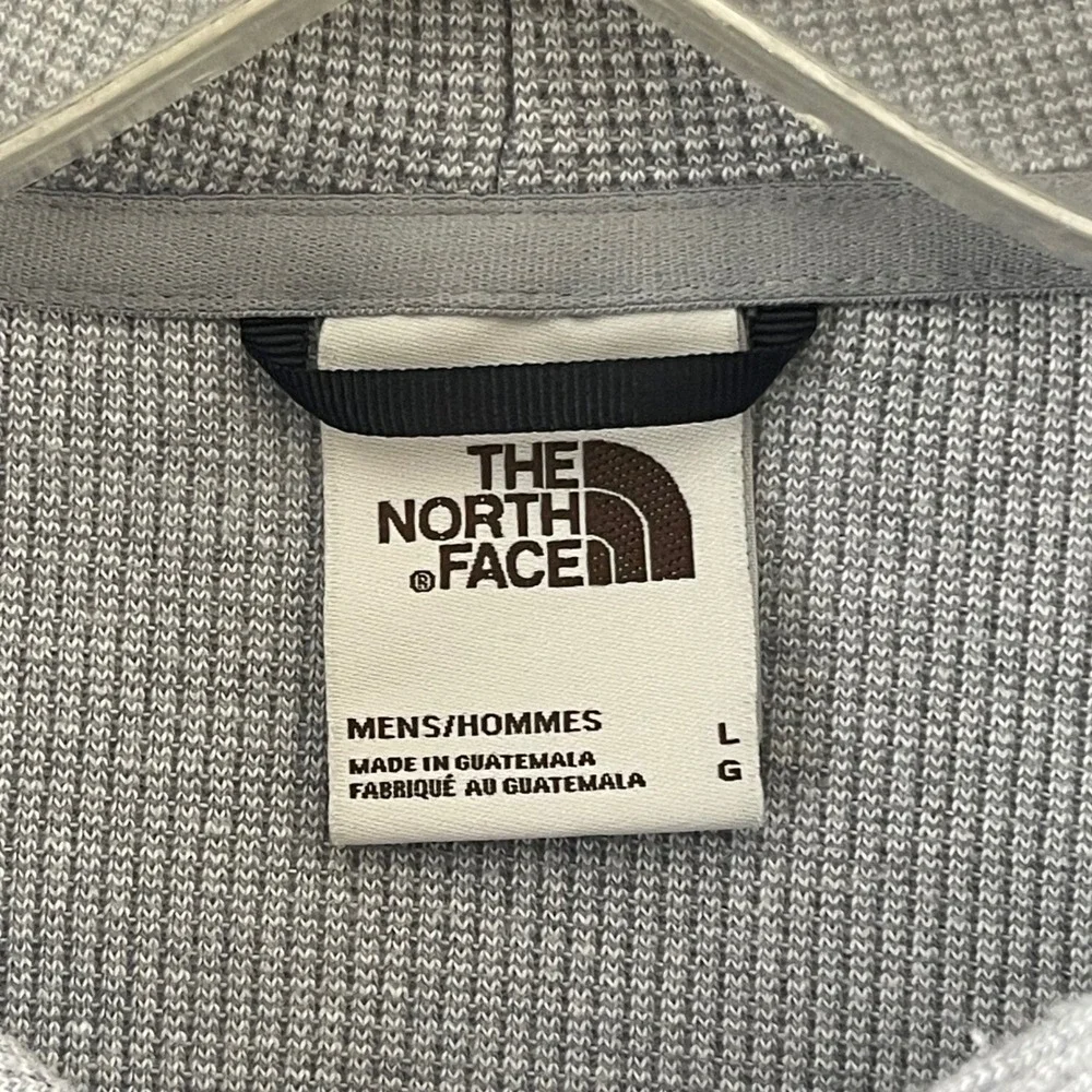 The North Face Mens‎ Gray Waffle Knit Thermal Hoodie Kangaroo Pocket Large